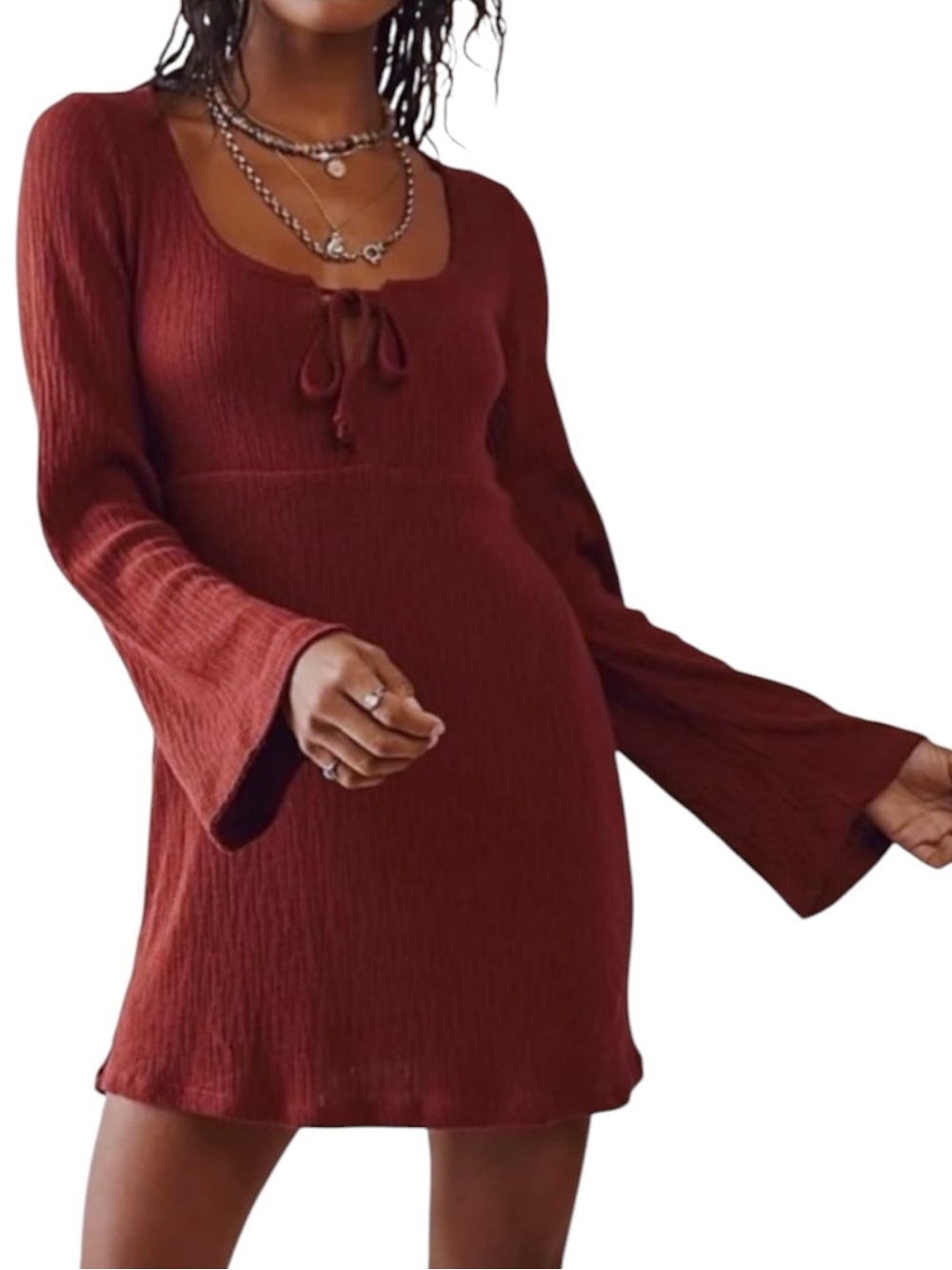 Free People FP Beach Brynne Mini Dress in Empress Rock burgundy